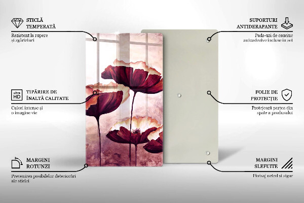 Glass worktop saver Painting flowers