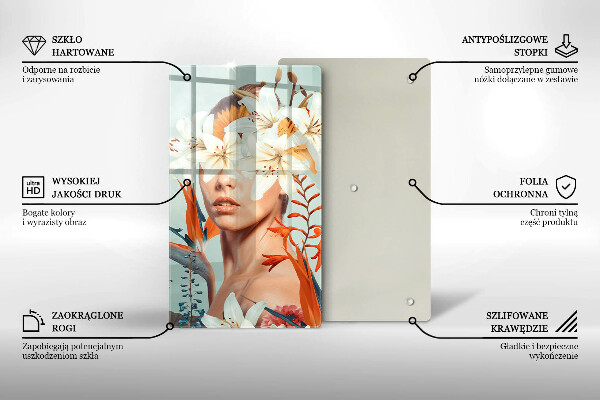 Glass worktop saver A woman in flowers