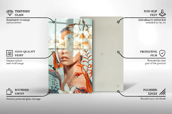 Glass worktop saver A woman in flowers