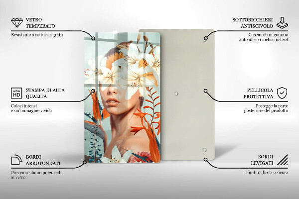 Glass worktop saver A woman in flowers