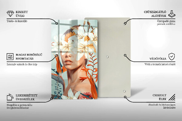 Glass worktop saver A woman in flowers