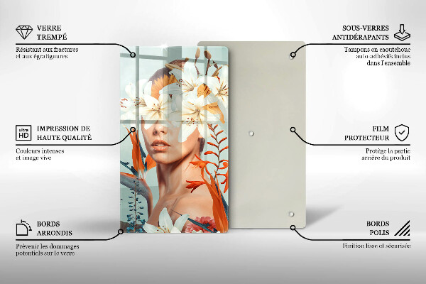 Glass worktop saver A woman in flowers