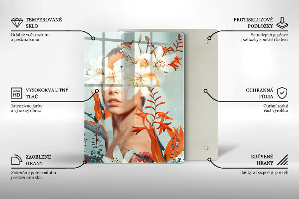 Glass worktop saver A woman in flowers