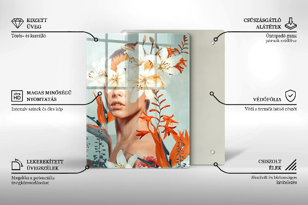 Glass worktop saver A woman in flowers