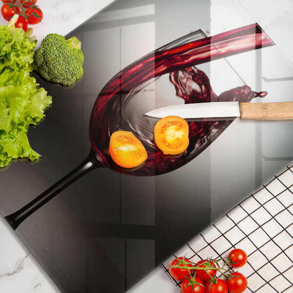 Cutting board Glass and red wine