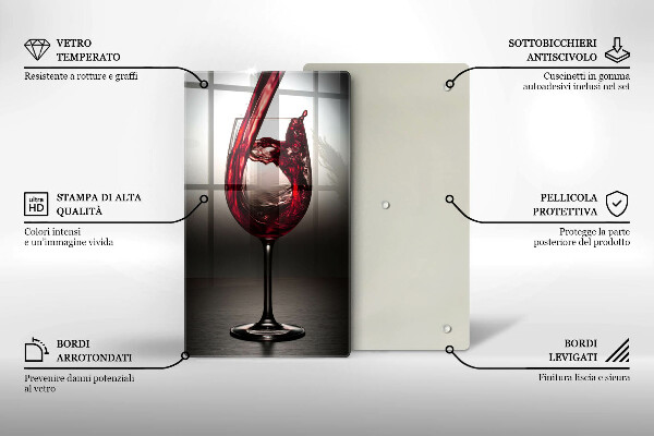 Cutting board Glass and red wine