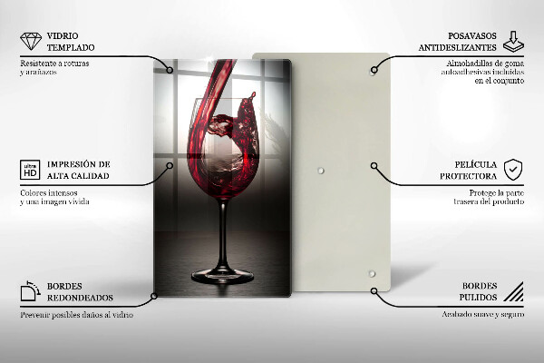 Cutting board Glass and red wine