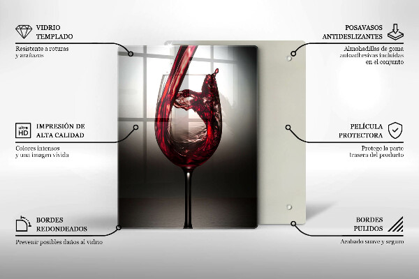 Cutting board Glass and red wine