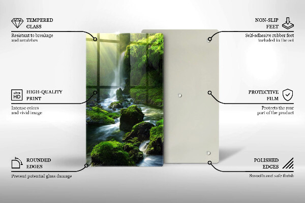 Glass worktop saver Waterfall in the jungle