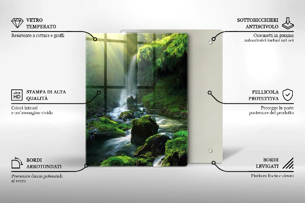 Glass worktop saver Waterfall in the jungle