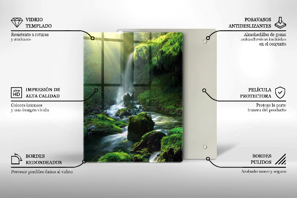 Glass worktop saver Waterfall in the jungle