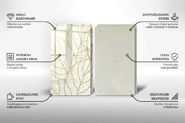 Chopping board Line-art leaves pattern