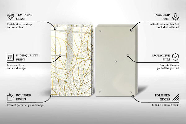 Chopping board Line-art leaves pattern