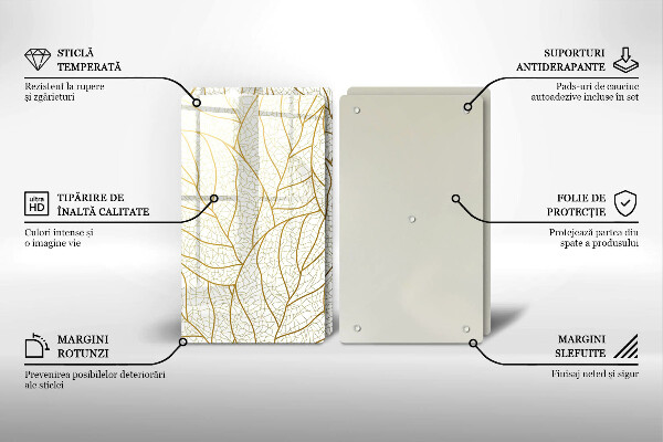 Chopping board Line-art leaves pattern