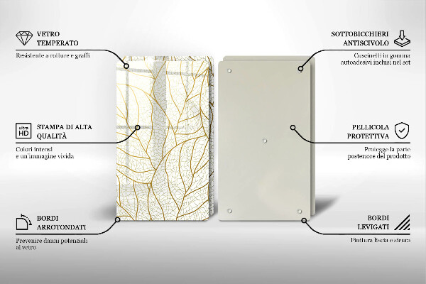 Chopping board Line-art leaves pattern