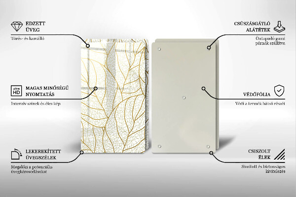 Chopping board Line-art leaves pattern
