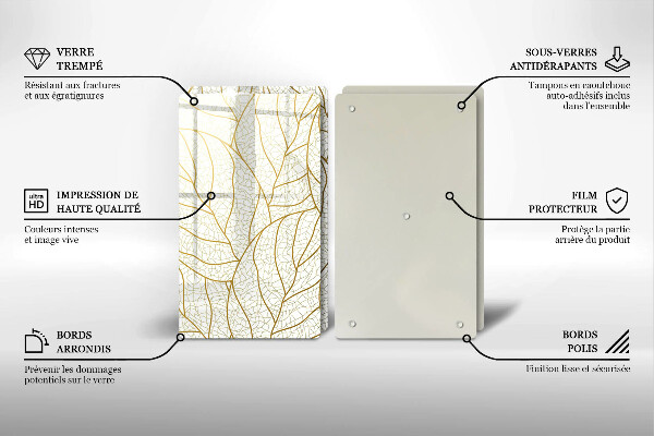 Chopping board Line-art leaves pattern