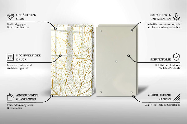 Chopping board Line-art leaves pattern