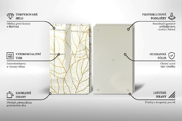 Chopping board Line-art leaves pattern