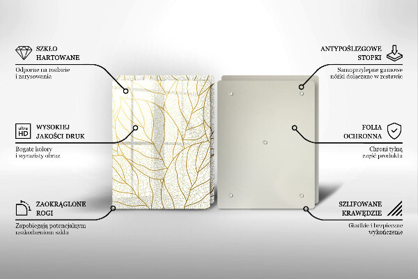 Chopping board Line-art leaves pattern