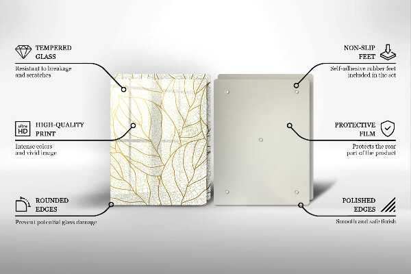 Chopping board Line-art leaves pattern