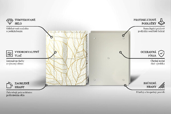 Chopping board Line-art leaves pattern