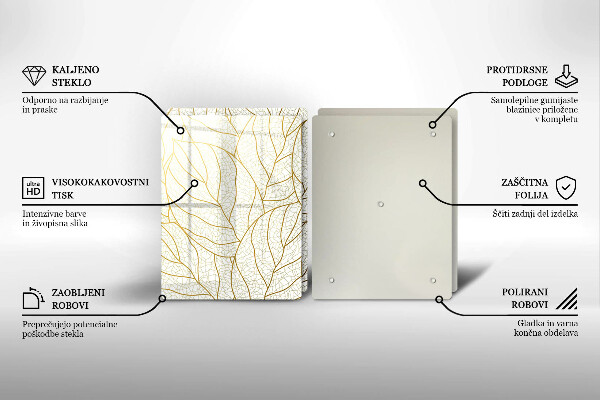 Chopping board Line-art leaves pattern