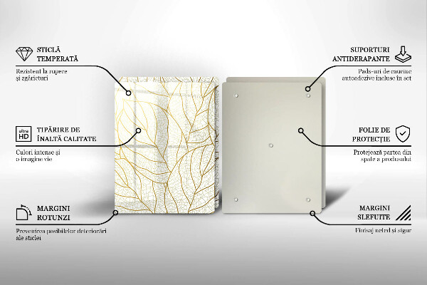 Chopping board Line-art leaves pattern