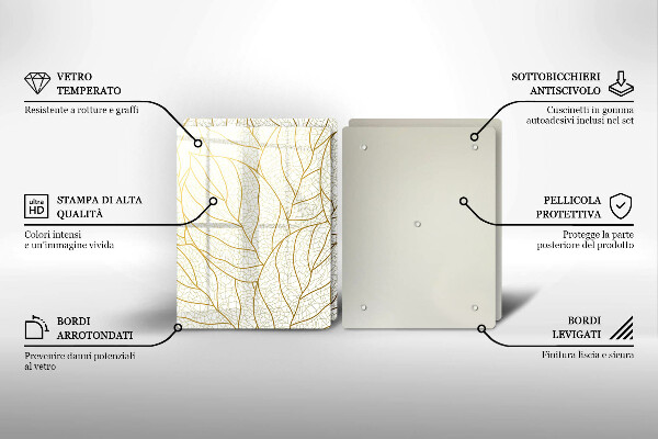 Chopping board Line-art leaves pattern