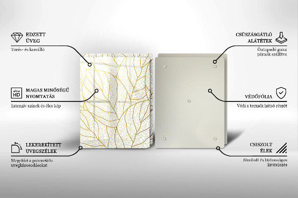 Chopping board Line-art leaves pattern