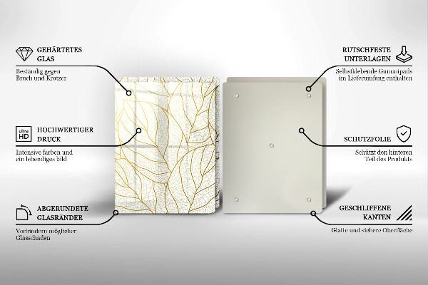 Chopping board Line-art leaves pattern