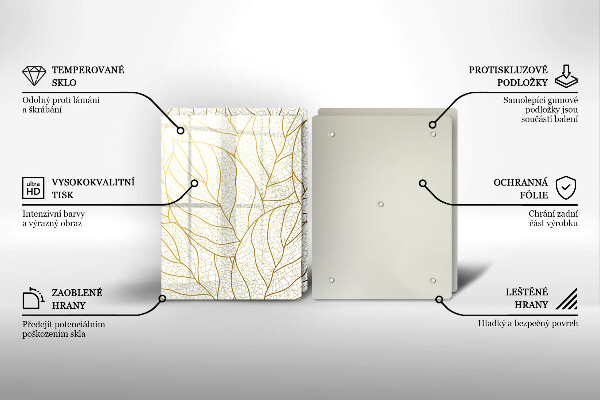 Chopping board Line-art leaves pattern
