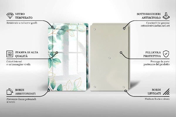 Chopping board Painted leaves