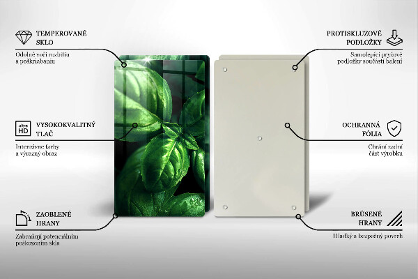 Chopping board Basil leaves