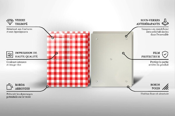 Chopping board Red white grille