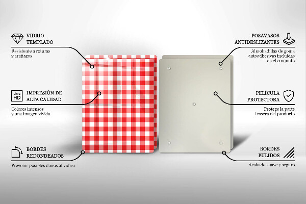 Chopping board Red white grille