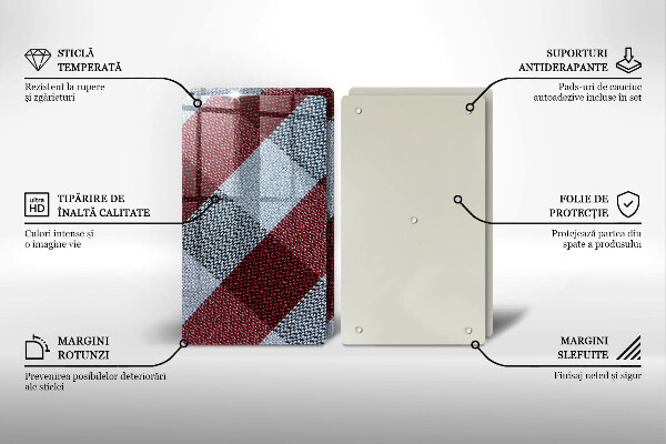 Worktop protector Red white grille