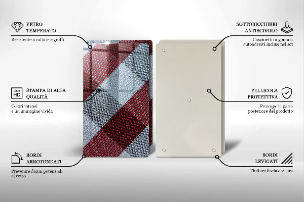 Worktop protector Red white grille