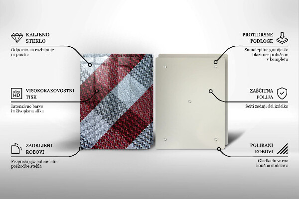 Worktop protector Red white grille