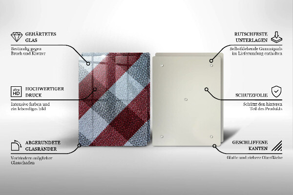 Worktop protector Red white grille