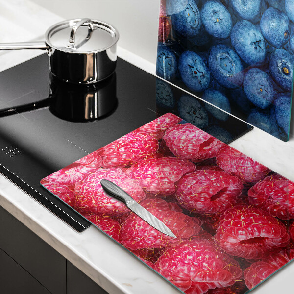 Chopping board Fruit of raspberry and blueberries