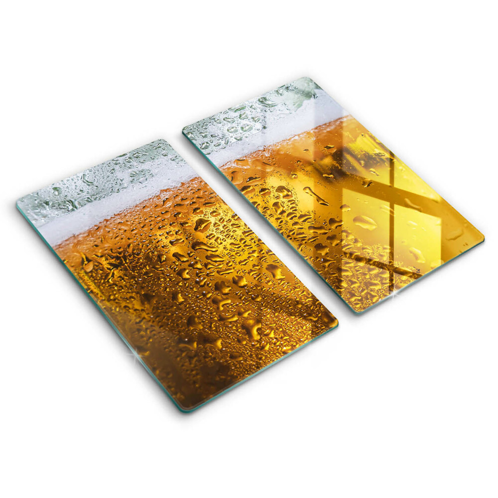Chopping board Wet glass of beer