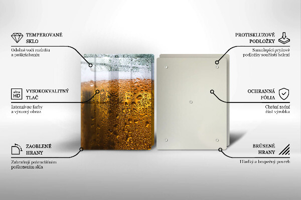 Chopping board Wet glass of beer