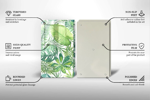 Chopping board Boho watercolors leaves