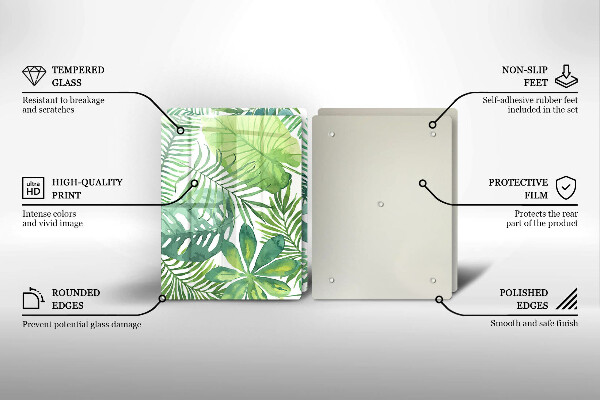 Chopping board Boho watercolors leaves