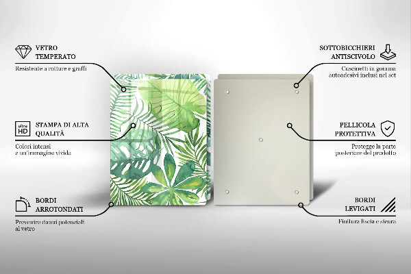 Chopping board Boho watercolors leaves