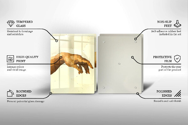 Chopping board Creation of Adam hands