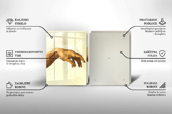 Chopping board Creation of Adam hands
