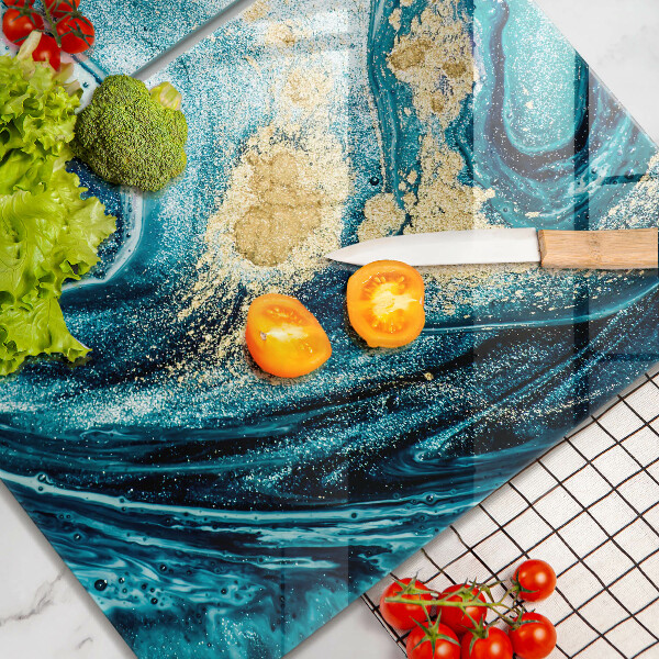 Chopping board Blue abstraction gold