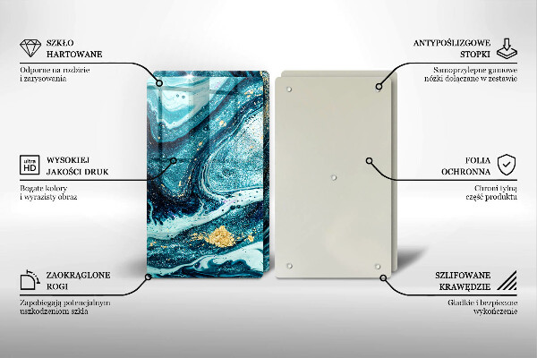 Chopping board Blue abstraction gold